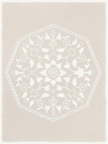 Boho Casual Mandela White Modern Wood Framed Art Print with Double Matting by Lula Bijoux and Company
