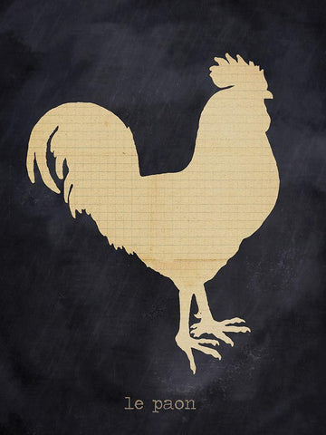 Rooster Black Ornate Wood Framed Art Print with Double Matting by Lula Bijoux And Company