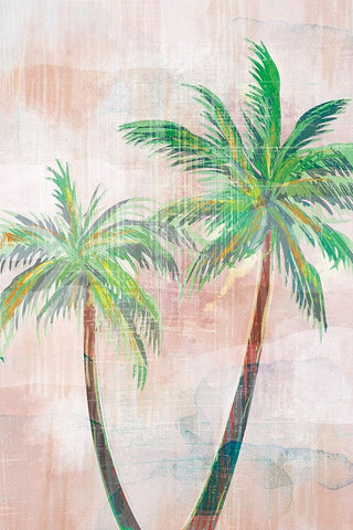 Tropical Beach Palm 1 V2 White Modern Wood Framed Art Print with Double Matting by Lula Bijoux and Company