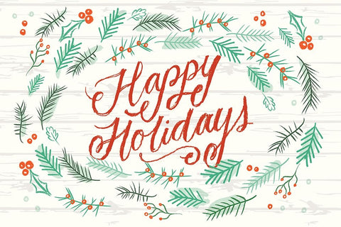 Happy Holidays 1 White Modern Wood Framed Art Print with Double Matting by Lula Bijoux And Company