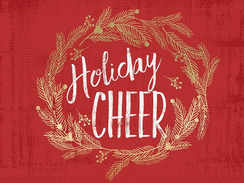 Holiday Cheer V2 White Modern Wood Framed Art Print with Double Matting by Lula Bijoux And Company