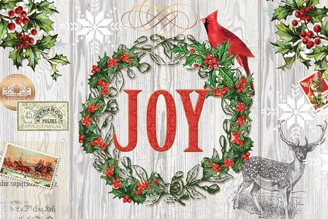 Rustic Holiday 2 White Modern Wood Framed Art Print with Double Matting by Lula Bijoux And Company