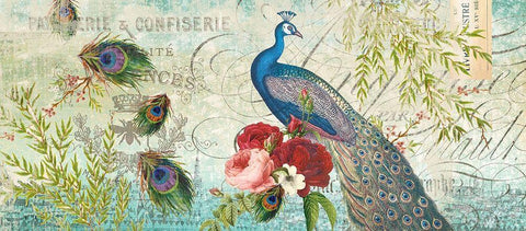 Peacock TOTE White Modern Wood Framed Art Print with Double Matting by Allen, Candace