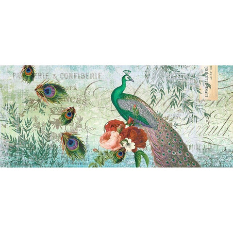 Peacock ART Green White Modern Wood Framed Art Print by Allen, Candace