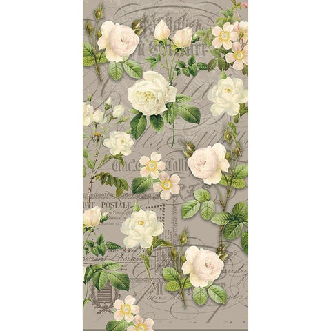 Vintage White Roses Gold Ornate Wood Framed Art Print with Double Matting by Allen, Candace