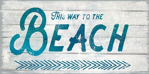 This Way To The Beach Black Ornate Wood Framed Art Print with Double Matting by Lula Bijoux and Company