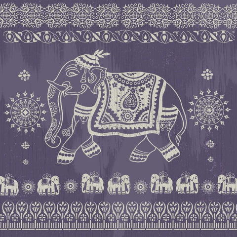 Boho Elephant Purple Black Modern Wood Framed Art Print with Double Matting by Allen, Candace