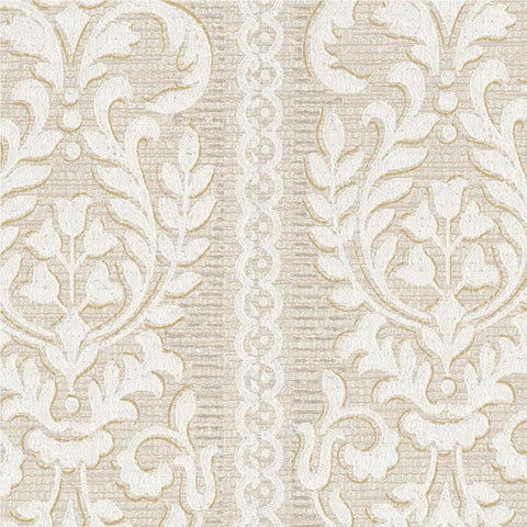 Paris Damask White Modern Wood Framed Art Print with Double Matting by Allen, Candace