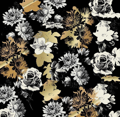 MidnightFlora 1 White Modern Wood Framed Art Print with Double Matting by Allen, Candace