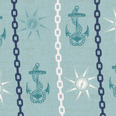 Nautical Pattern 3 Gold Ornate Wood Framed Art Print with Double Matting by Allen, Candace