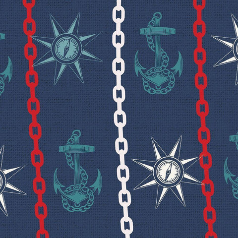 Nautical Pattern 4 Black Ornate Wood Framed Art Print with Double Matting by Allen, Candace