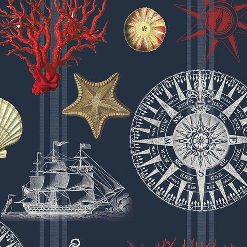 Nautical Main Navy Black Modern Wood Framed Art Print with Double Matting by Allen, Candace