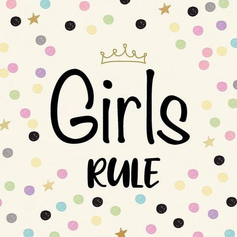 Girls Rule Gold Ornate Wood Framed Art Print with Double Matting by Lula Bijoux and Company