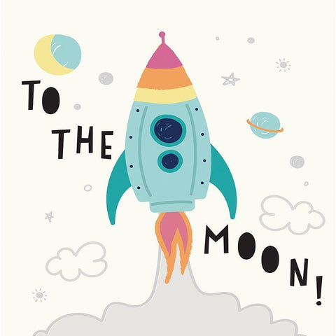 Rocket Man White Modern Wood Framed Art Print by Lula Bijoux and Company