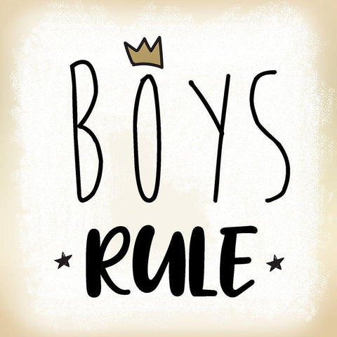 Boys Rule Black Modern Wood Framed Art Print by Lula Bijoux and Company