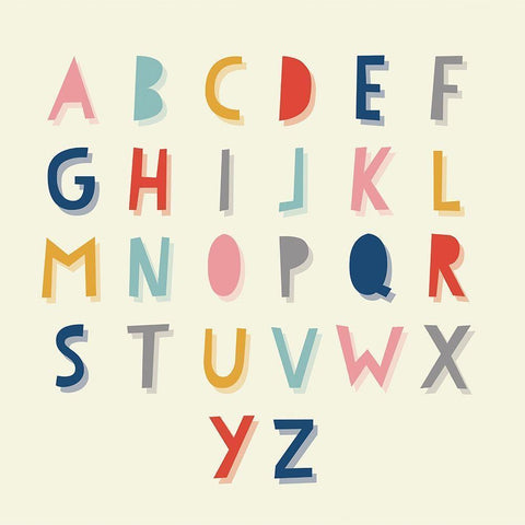 Colorful Alphabet 1 White Modern Wood Framed Art Print by Lula Bijoux and Company