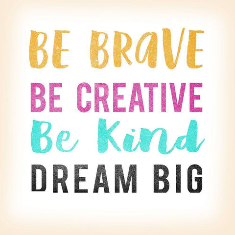 Be Brave White Modern Wood Framed Art Print by Lula Bijoux and Company