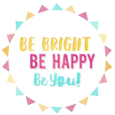 Be Bright Be Happy 2 Black Modern Wood Framed Art Print by Lula Bijoux and Company