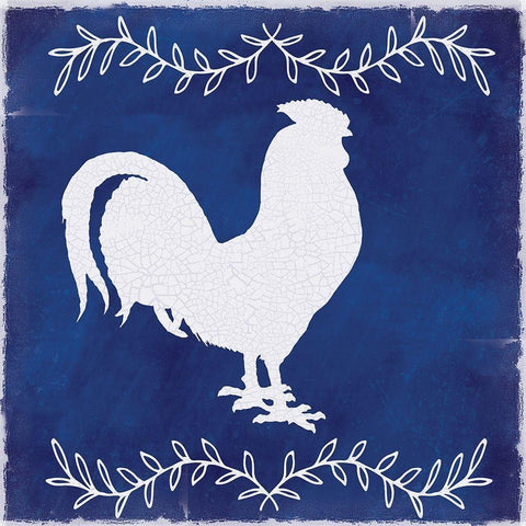 Roosters Gold Ornate Wood Framed Art Print with Double Matting by Lula Bijoux and Company