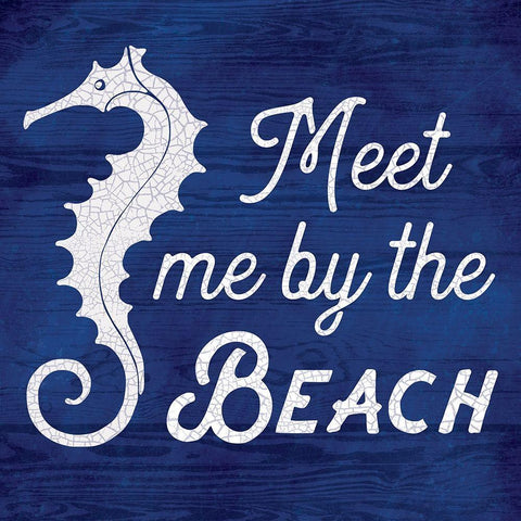Meet Me By The Beach Black Ornate Wood Framed Art Print with Double Matting by Lula Bijoux and Company