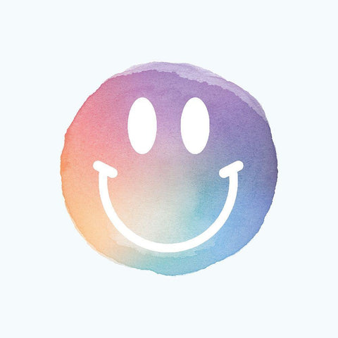 Happy Face Watercolor White Modern Wood Framed Art Print with Double Matting by Lula Bijoux and Company