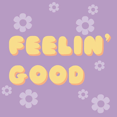 Feeling Good White Modern Wood Framed Art Print with Double Matting by Lula Bijoux and Company