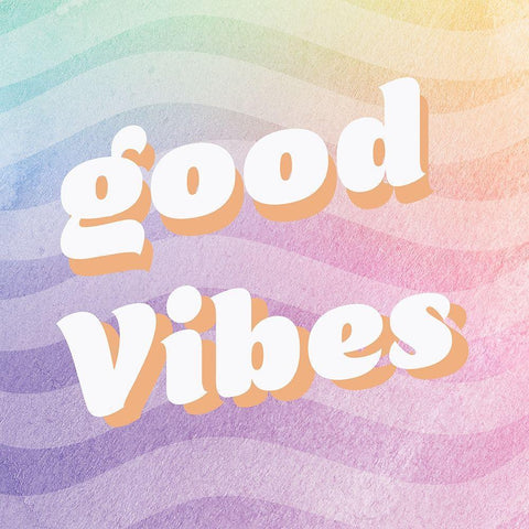 Good Vibes White Modern Wood Framed Art Print by Lula Bijoux and Company