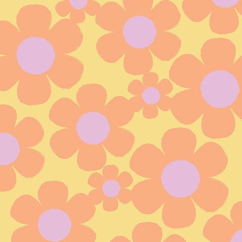 Happy Floral 2 Black Modern Wood Framed Art Print by Lula Bijoux and Company