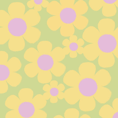 Happy Floral 3 White Modern Wood Framed Art Print with Double Matting by Lula Bijoux and Company