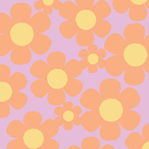 Happy Floral 1 White Modern Wood Framed Art Print with Double Matting by Lula Bijoux and Company