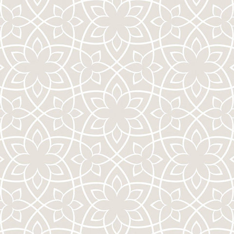 Beige Tile White Modern Wood Framed Art Print with Double Matting by Lula Bijoux and Company