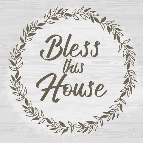 Bless This House Black Modern Wood Framed Art Print with Double Matting by Lula Bijoux And Company