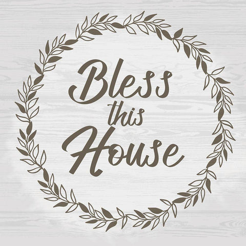 Bless This House White Modern Wood Framed Art Print with Double Matting by Lula Bijoux And Company