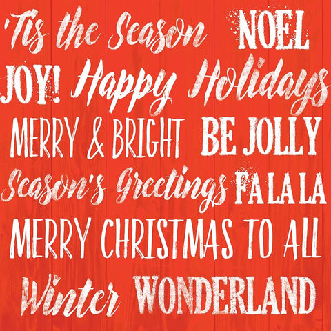 Holiday Words 1 Black Ornate Wood Framed Art Print with Double Matting by Lula Bijoux And Company