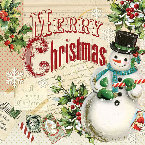 Merry Xmas Snowman Black Modern Wood Framed Art Print by Lula Bijoux And Company