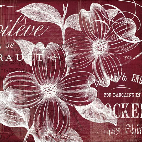 OxBlood Fleurs 1 Black Ornate Wood Framed Art Print with Double Matting by Lula Bijoux and Company