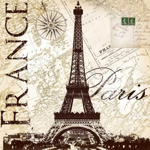 Fance Eiffel White Modern Wood Framed Art Print with Double Matting by Lula Bijoux and Company