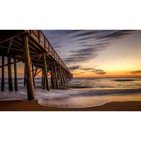 Sunset At The Beach White Modern Wood Framed Art Print by Taylor, Glenn