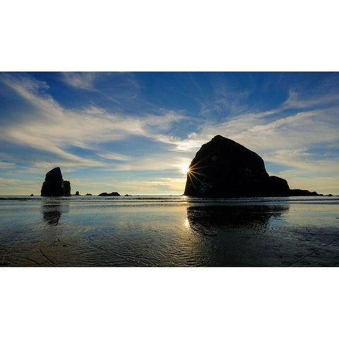 Rocky Shore Black Modern Wood Framed Art Print with Double Matting by Taylor, Glenn