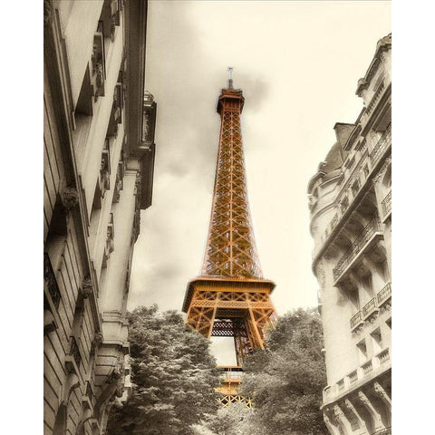 Eiffel Tower Gold Ornate Wood Framed Art Print with Double Matting by Poinski, Dianne