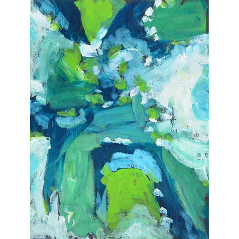 Abstract Bluegreen 1 White Modern Wood Framed Art Print by Jenner, Roya