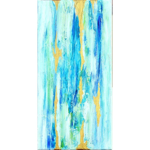 Blue Gold Abstract White Modern Wood Framed Art Print by Jenner, Roya