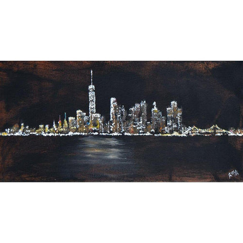 Abstract NYC Skyline White Modern Wood Framed Art Print by Jenner, Roya