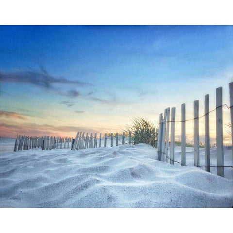 Fenced Sunset White Modern Wood Framed Art Print by Rowland, Joseph