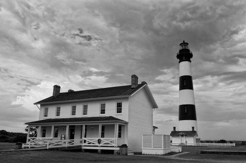 Bodie Lighthouse White Modern Wood Framed Art Print with Double Matting by Rowland, Joseph