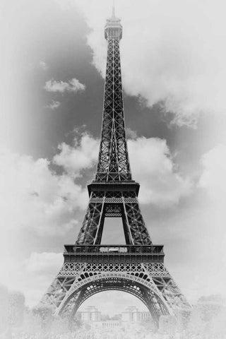 Eiffel 1 White Modern Wood Framed Art Print with Double Matting by De Carvalho, Sandro