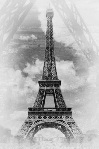 Eiffel 2 Black Ornate Wood Framed Art Print with Double Matting by De Carvalho, Sandro