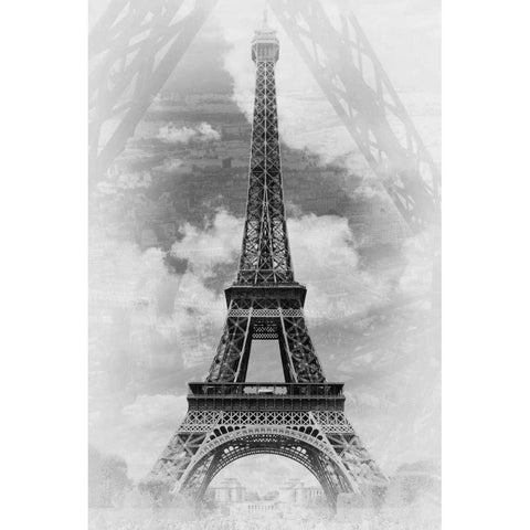 Eiffel 2 Black Modern Wood Framed Art Print with Double Matting by De Carvalho, Sandro