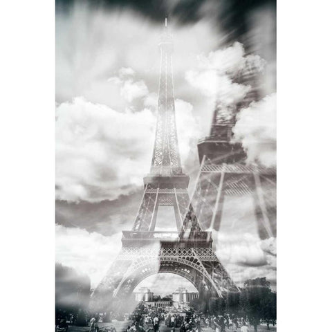 Eiffel 6 Black Modern Wood Framed Art Print with Double Matting by De Carvalho, Sandro