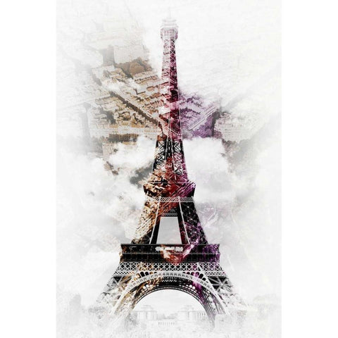 Eiffel 8 Black Modern Wood Framed Art Print with Double Matting by De Carvalho, Sandro